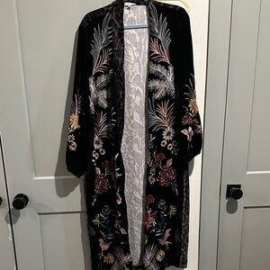 Adore Black Velvet Floral Robe